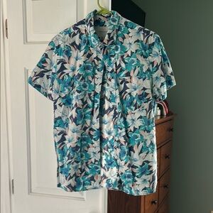 Floral Blue and White Men's Shirt